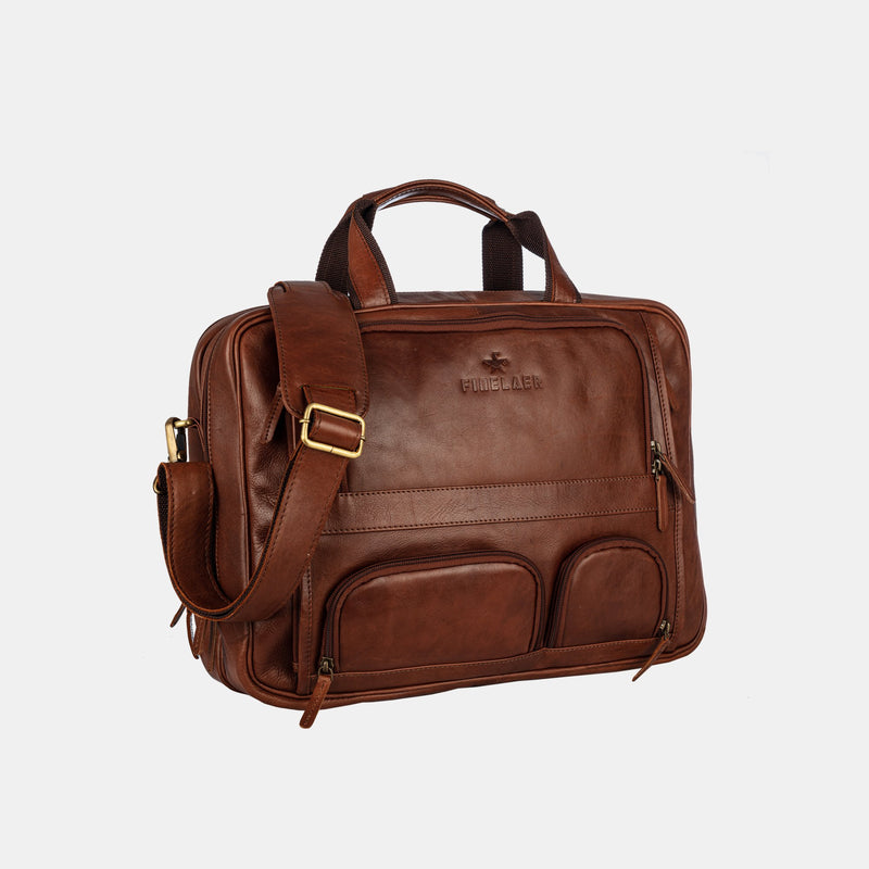 Finelaer Men Flight Bag 15.6 inch Brown Laptop