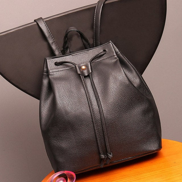 Women Bucket Fashion Drawstring Mini Backpack