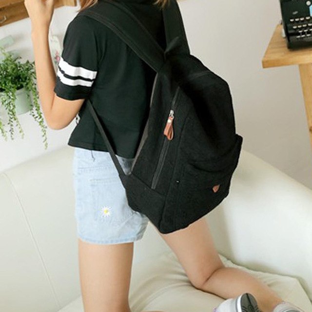 Women Canvas Lace Shoulder Backpack Teenage