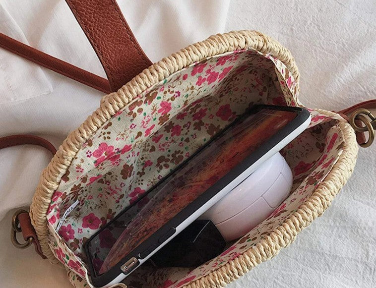 Casual Mini Oval Straw Crossbody Bag