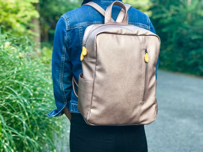 Lenox Vegan Leather Backpack - Rose Gold