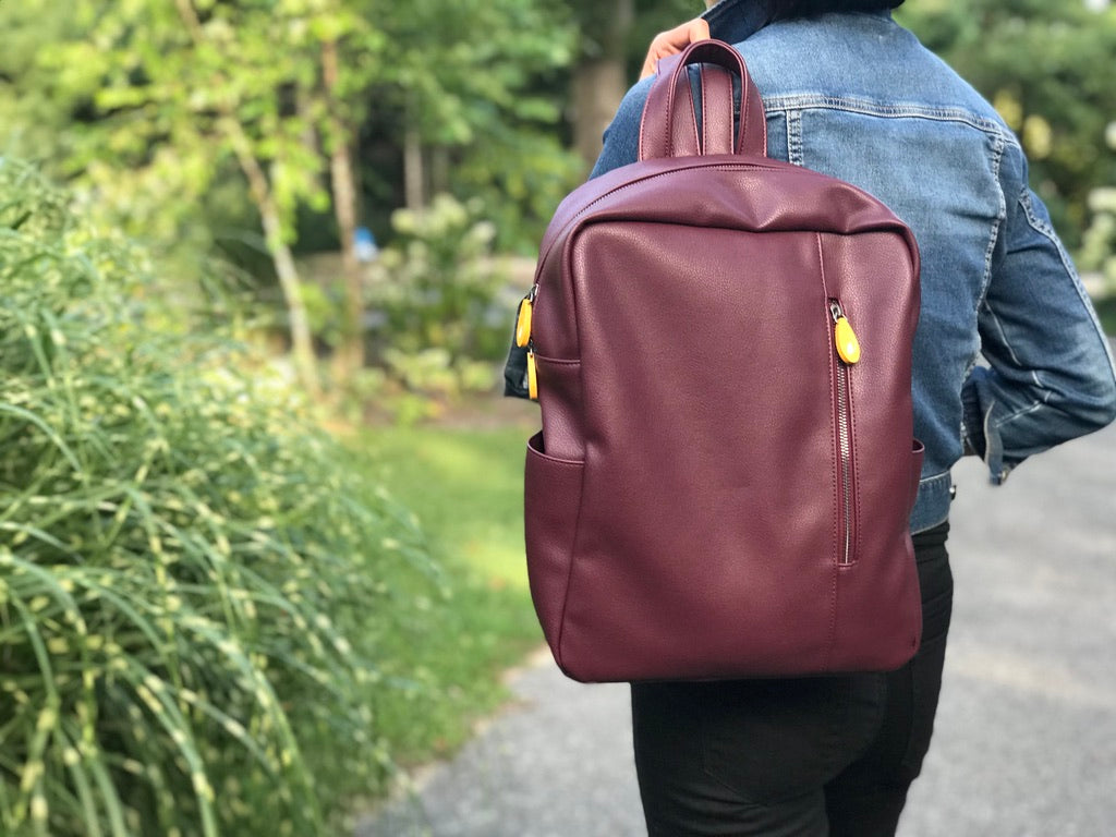 Lenox Vegan Leather Backpack - Burgundy