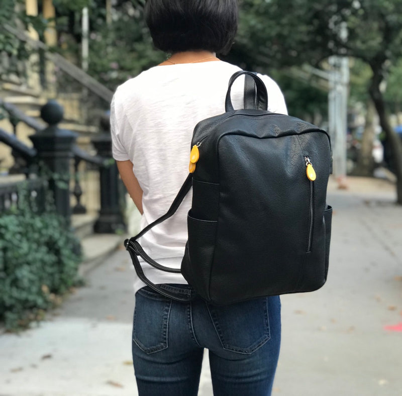 Lenox Vegan Leather Backpack - Black